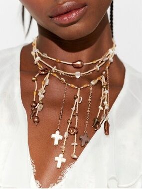 Free People x Ariana Ost Something Beautiful Necklace NWT Brown